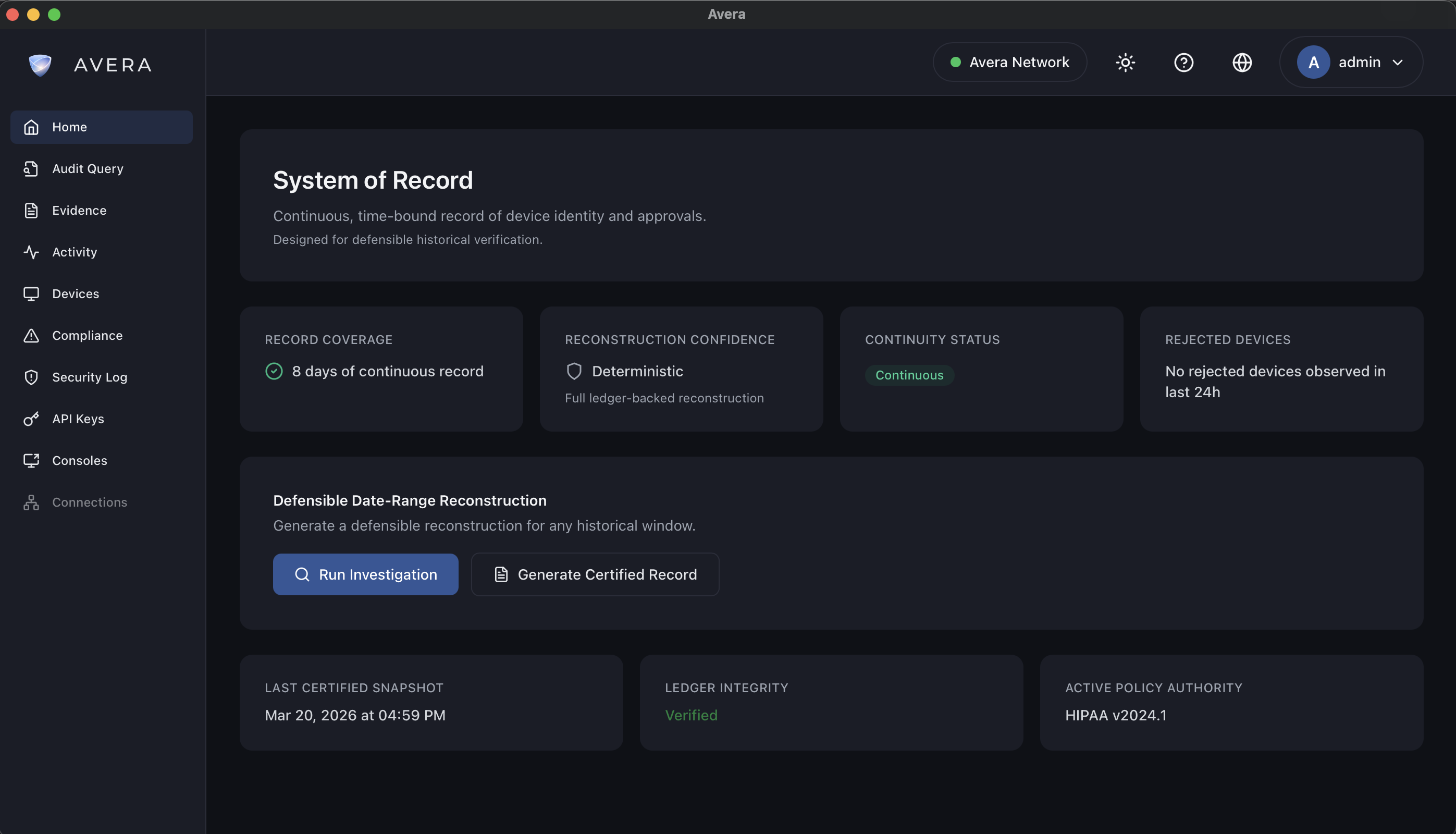 Avera Home — System of Record